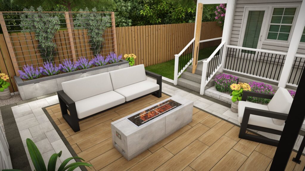 Maison Modifier patio avec foyer 