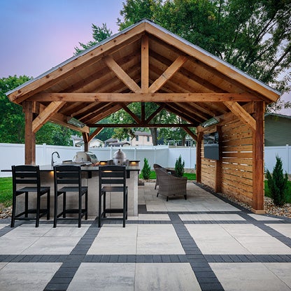 Roofed structures like this can help you keep out of the sun and elements.