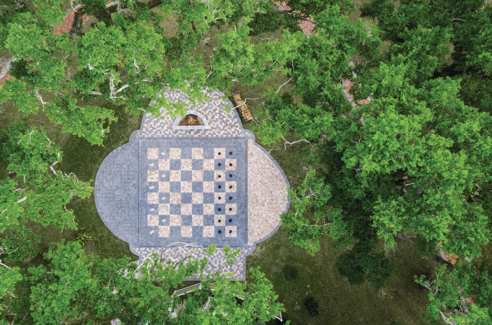 Tableau d’échecs taille nature patio de foyer personnalisé